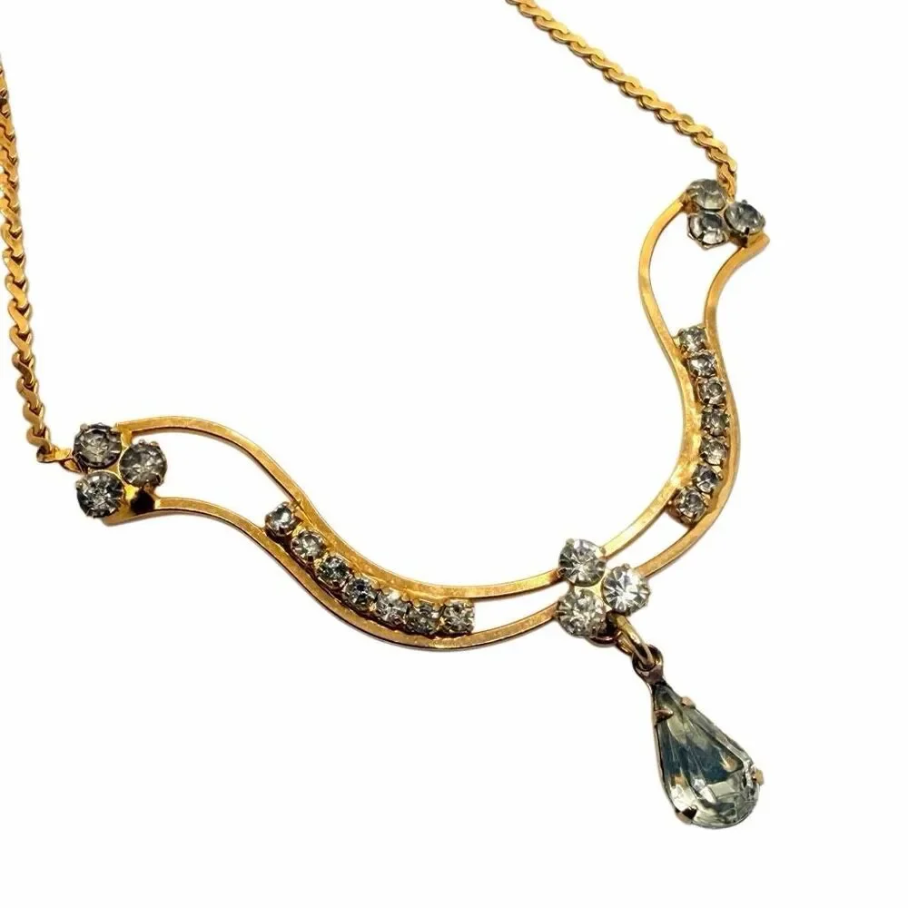 Vintage Gold Rhinestone Necklace vintage gold